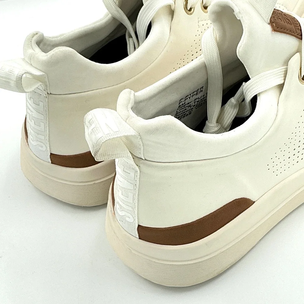 Steve Madden Mens Size 8 Cream Off White Perforated Low Top Sneakers Pyper